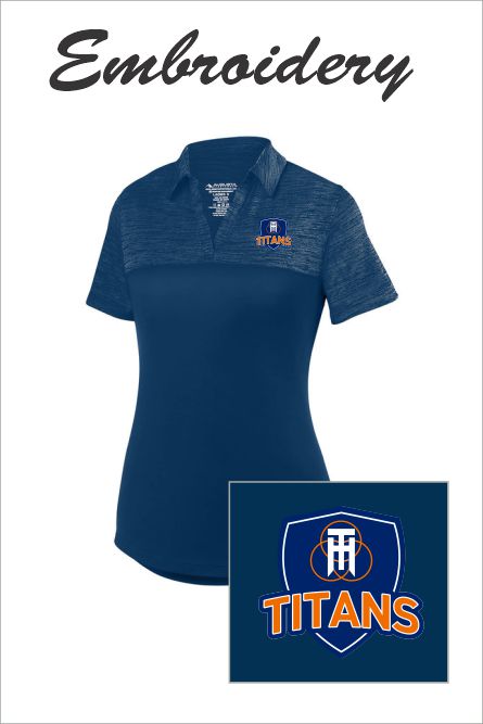 57 Augusta 5413 Ladies Shadow Tonal Heather Polo Navy with Left Chest Embroidery