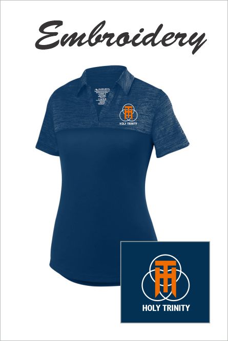 75 Augusta 5413 Ladies Shadow Tonal Heather Polo Navy with Left Chest Embroidery