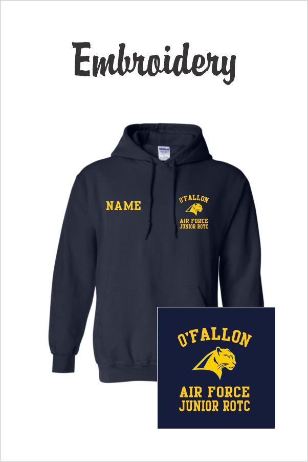 02 Gildan G185 50/50 Hooded Sweatshirt with Left Chest Embroidery
