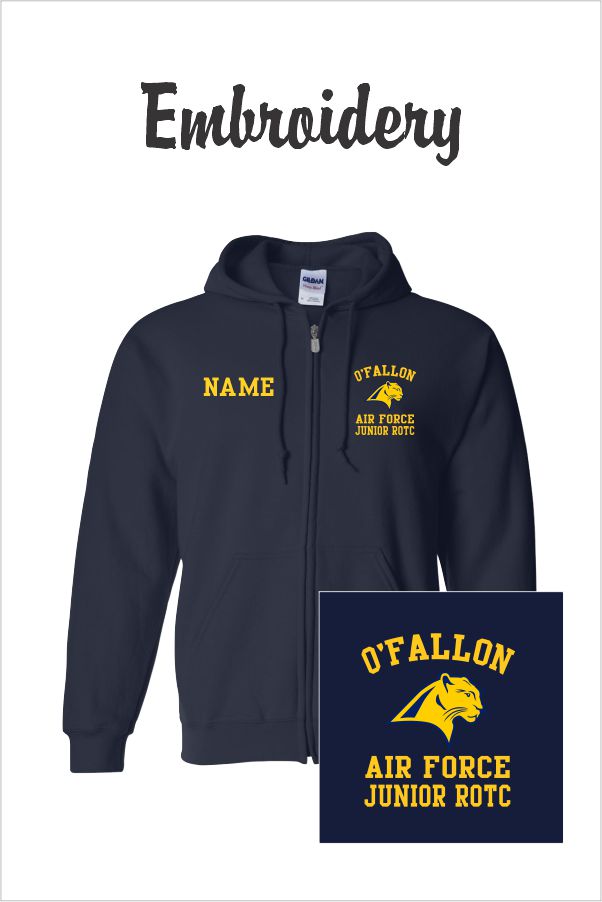 03 Gildan G186 50/50 Full Zip Hooded Sweatshirt with Left Chest Embroidery