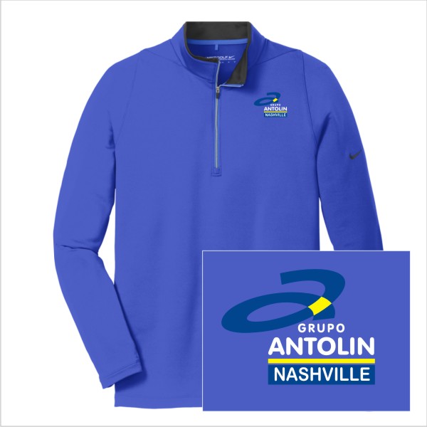 16 779795 Nike Mens Dri Fit Stretch 1/2 Zip Coverup Deep Royal Blue/Black with Left Chest Embroidery