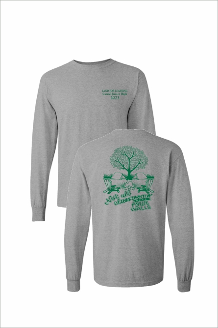05 Gildan G540 Heavy Cotton Long Sleeve TShirt with 1 color Left Chest and Back Print