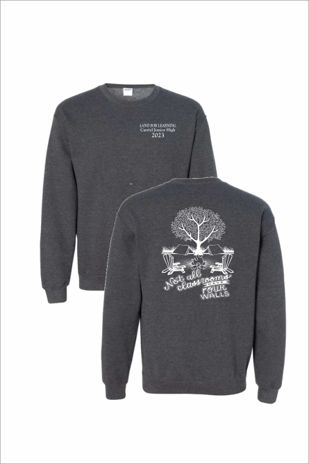 08 Gildan G180B Youth Heavy Blend 50/50 Crew Sweatshirt with 1 color Left Chest and Back Print
