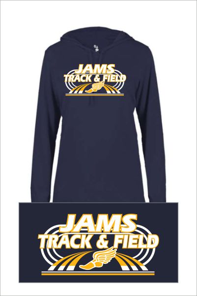 15 4165 WOMENS B-CORE PERFORMANCE L/S HOOD TEE with Front Print