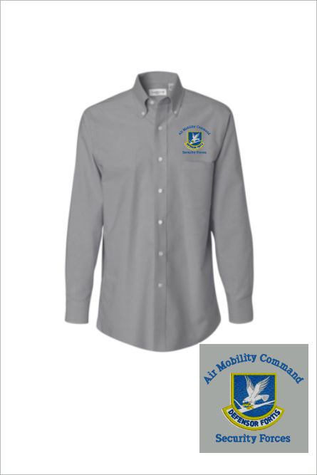 01 Vanhuesen 46397 Mens Long Sleeve Button Down Shirt  with Left Chest Embroidery