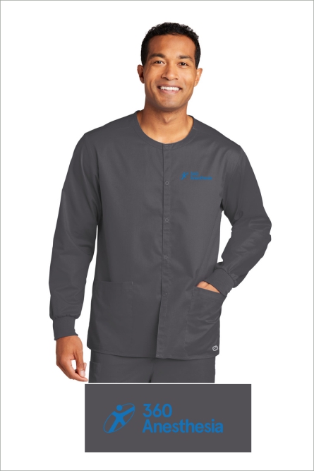 18 Wonderwink 3080 Unisex Workflex Snap Front Scrub Jacket with Left Chest Embroidery