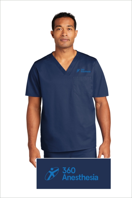 19 Wonderwink 3160 Unisex Workflex Chest Pocket V Neck Top with Left Chest Embroidery