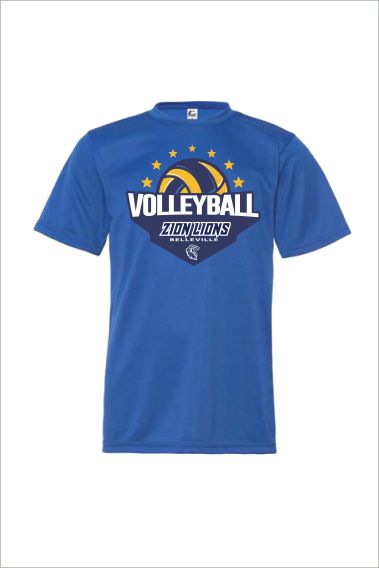 08 Badger C25100 Performance Short Sleeve Tee Royal with Front Print