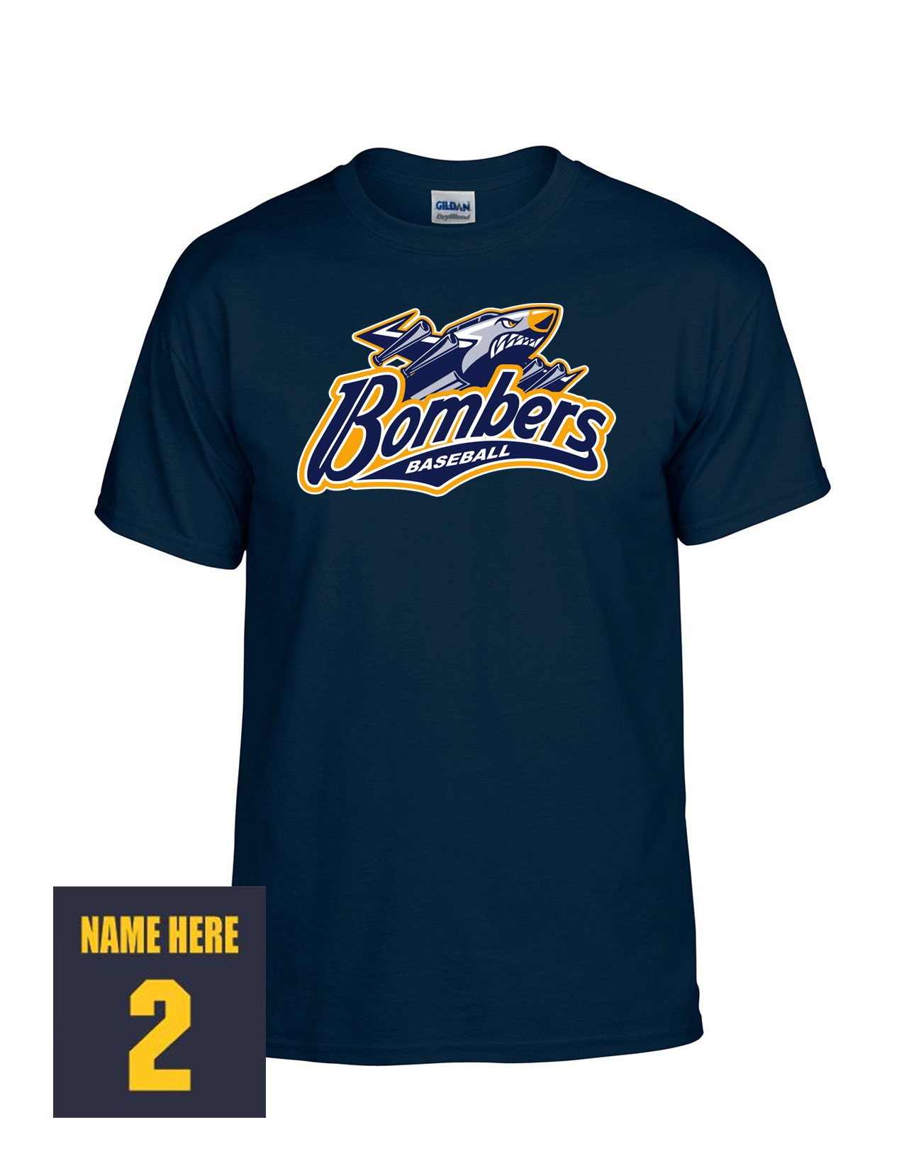 01a Gildan G800 ADULT Dry Blend 50/50 Short Sleeve Shirt with Bombers Plane Logo