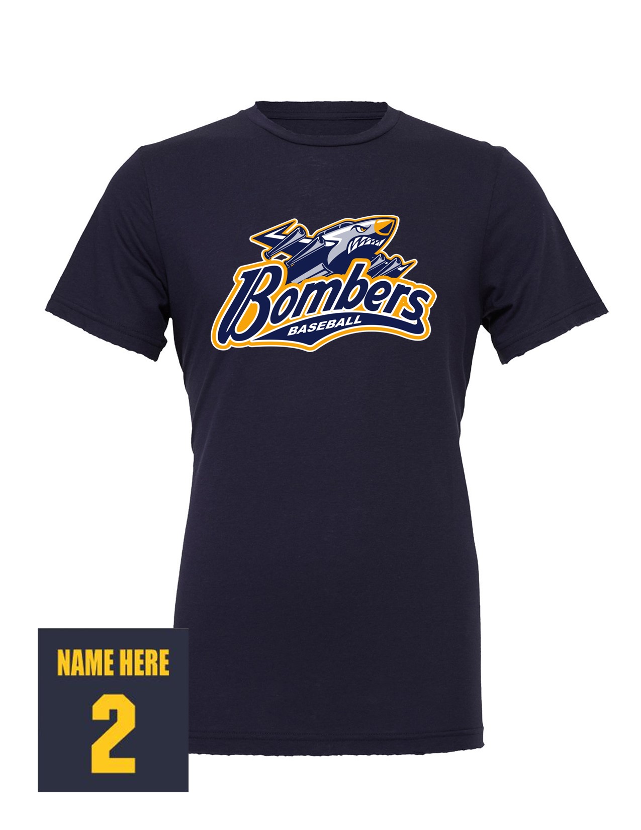 12a 3001C Bella + Canvas Adult 100% Ring Spun Cotton Jersey Short Sleeve Shirt with Bombers Plane Logo