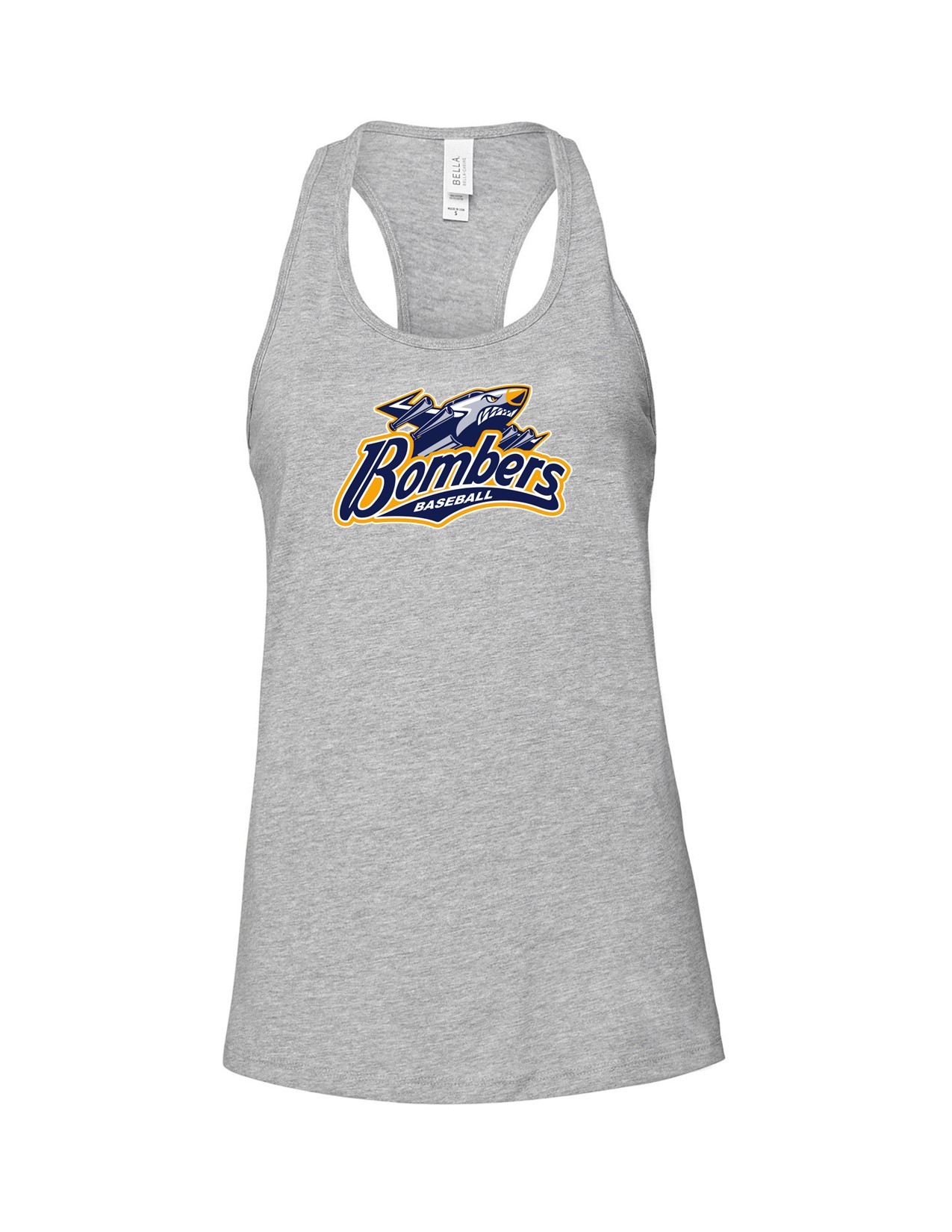 31a Bella Canvas B6008 Ladies Jersey Racerback Tank with Bombers Plane Logo