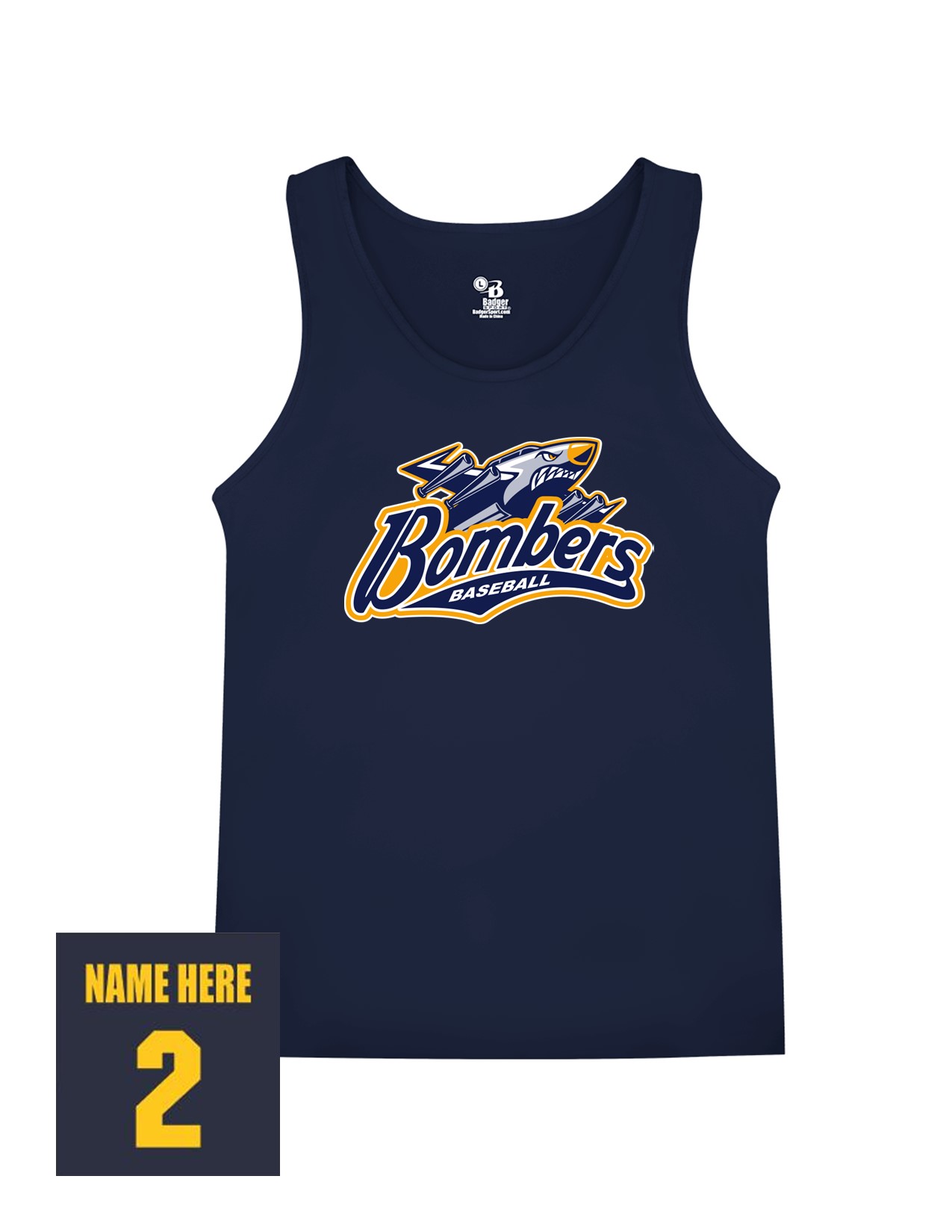 34a Badger 8962 Women's B-Core 100% Polyester Tank with Bombers Plane Logo