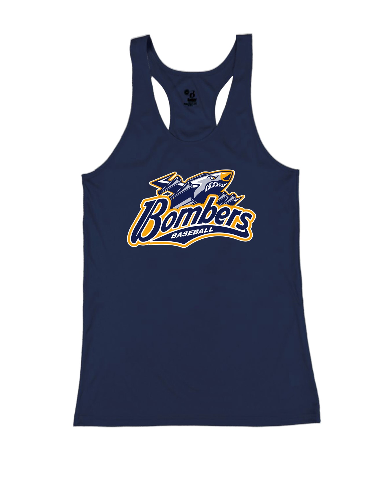 37a Badger 4166 Women's B-Core 100% Polyester Racerback Tank with Bombers Plane Logo