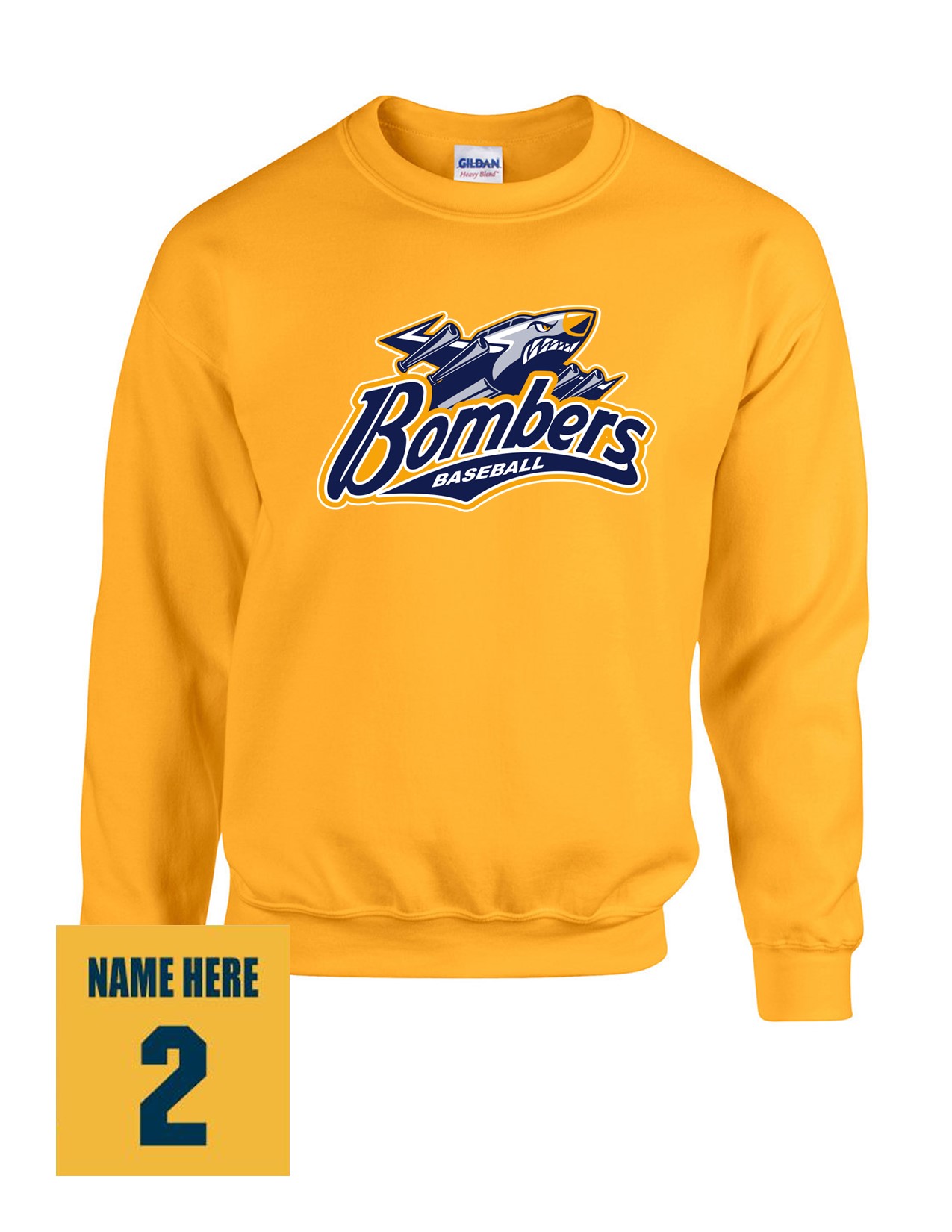 71a Gildan G180 Adult Heavy Blend 50/50 Fleece Crew with Bombers Plane Logo