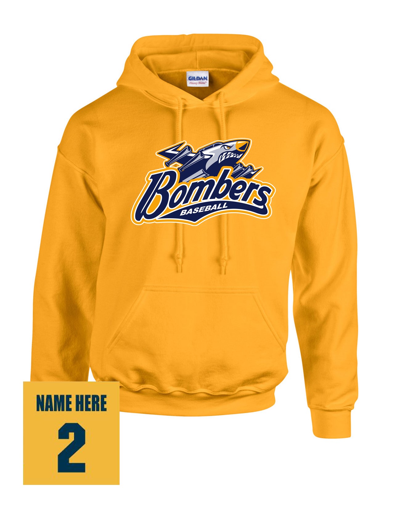 73a Gildan G185 Adult Heavy Blend 50/50 Hooded Sweatshirt with Bombers Plane Logo