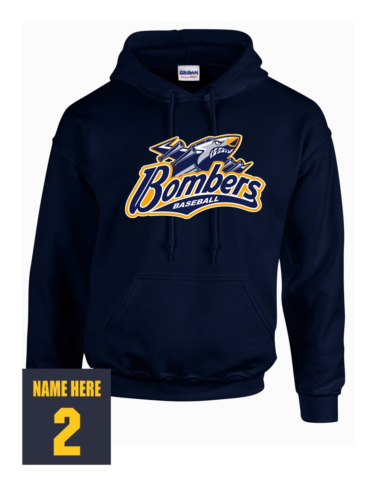 74a Gildan G185B Youth Heavy Blend 50/50 Hooded Sweatshirt with Bombers Plane Logo