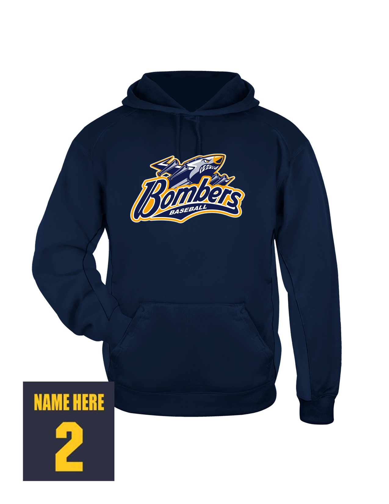 82a Badger 1454 Adult Performance Fleece Hoodie with Bombers Plane Logo