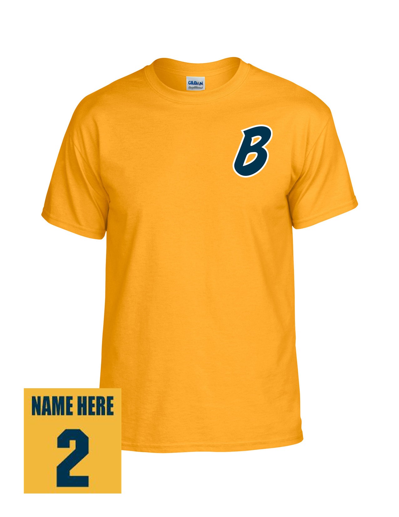 02b Gildan G800b Youth Dry Blend 50/50 Short Sleeve Shirt with Bombers "B" LC Logo