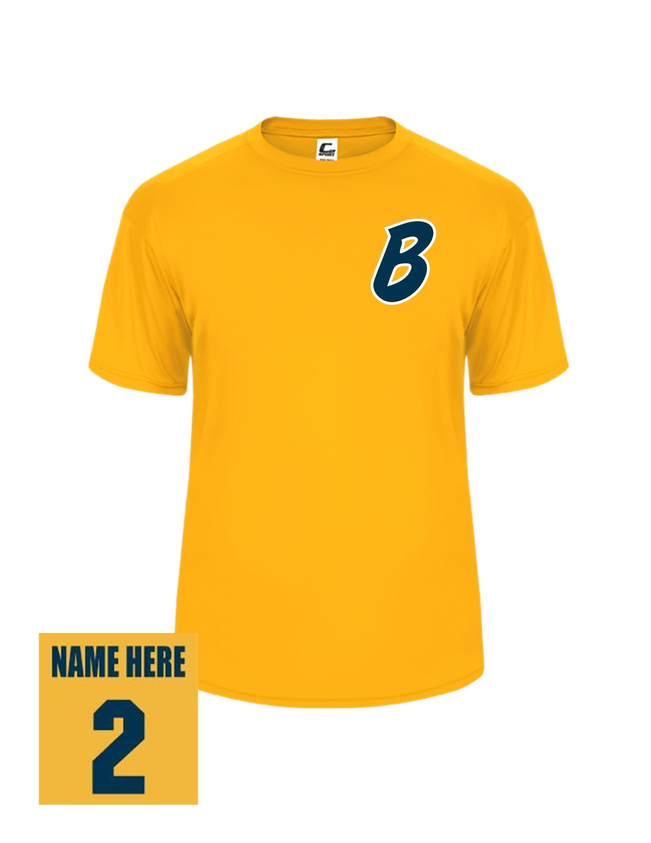 16b Badger 5100 Adult 100% Poly Wicking Performance Short Sleeve with Bombers "B" LC Logo