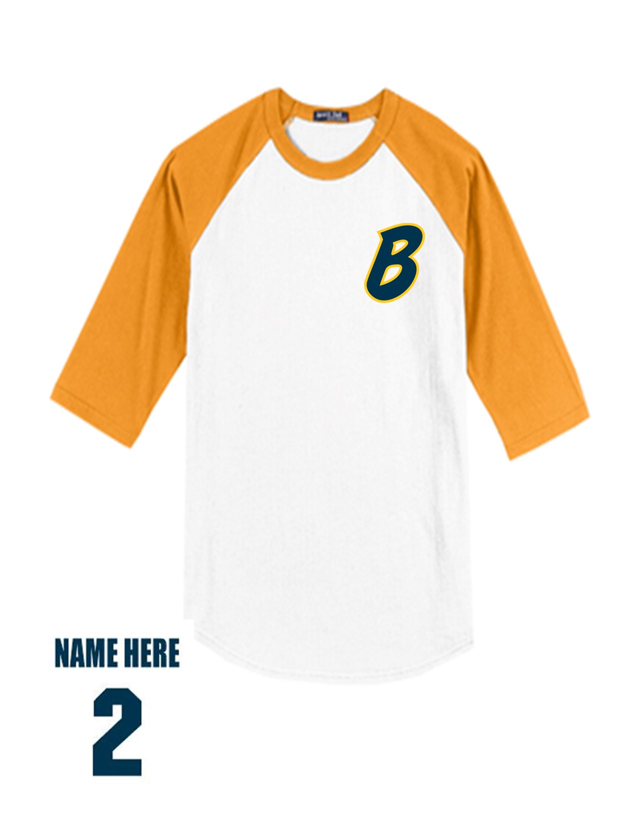 49b Sport-Tek T200 Adult Baseball 3/4 Raglan 100% Cotton Shirt with Bombers "B" LC Logo