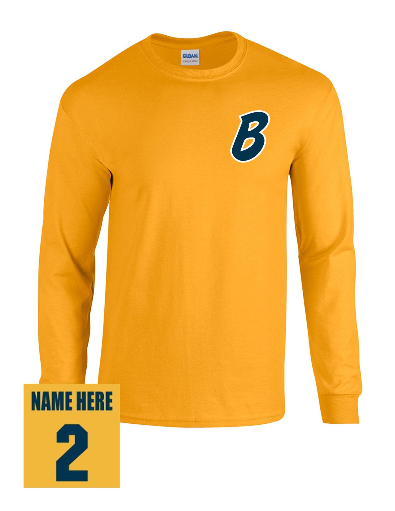 53b Gildan G540 ADULT Heavy Cotton 100% Long Sleeve Shirt with Bombers "B" LC Logo