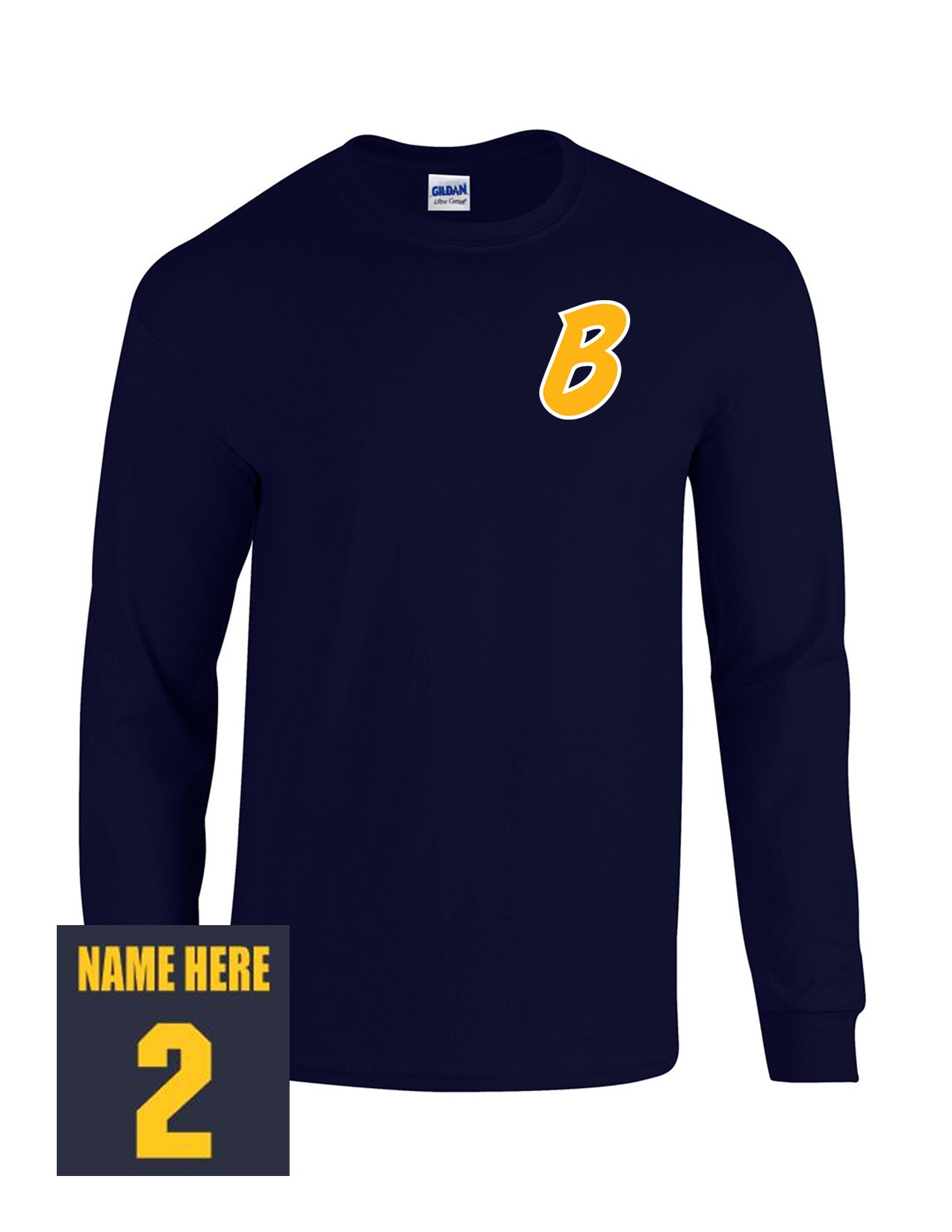 54b Gildan G540B YOUTH Heavy Cotton 100% Long Sleeve Shirt with Bombers "B" LC Logo