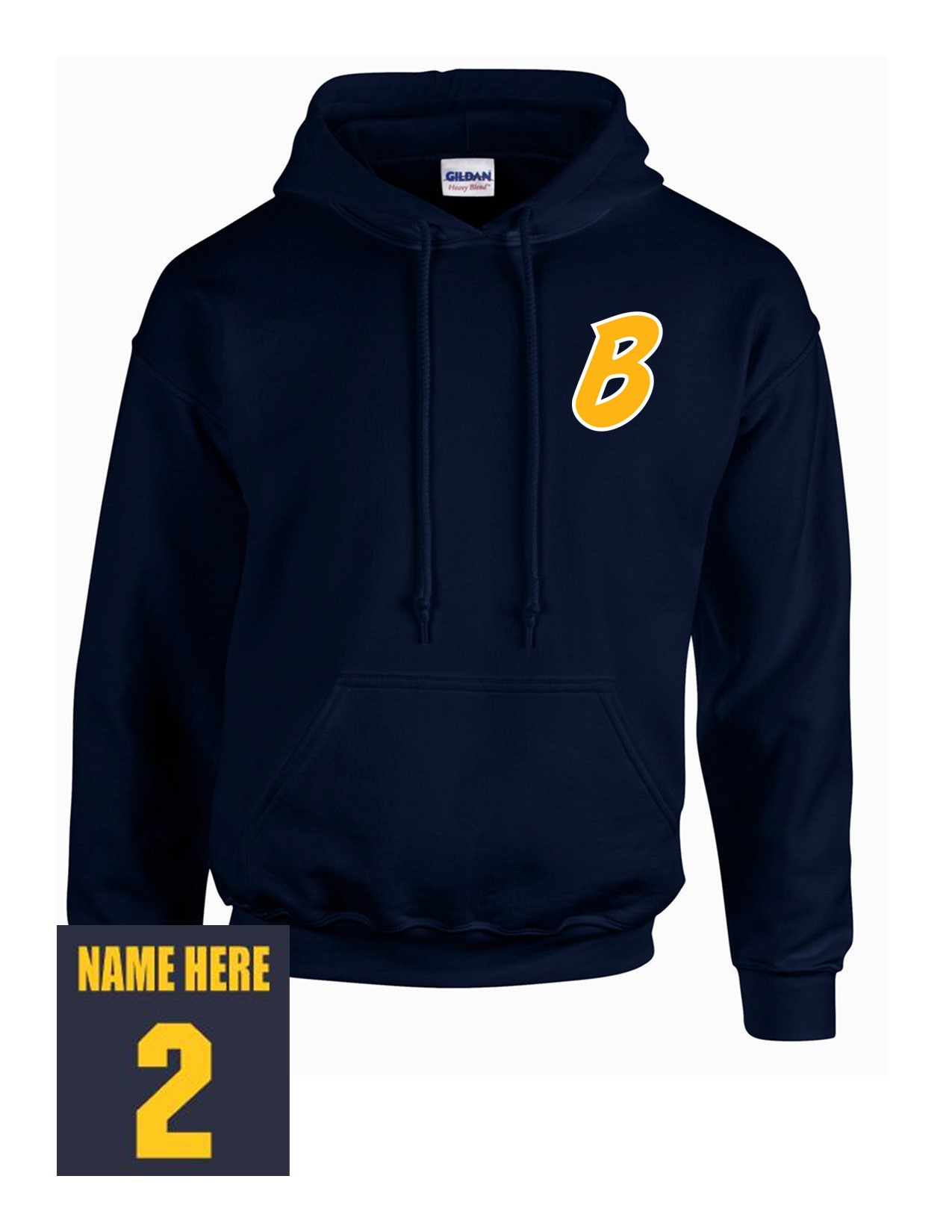 73b Gildan G185 Adult Heavy Blend 50/50 Hooded Sweatshirt with Bombers "B" LC Logo