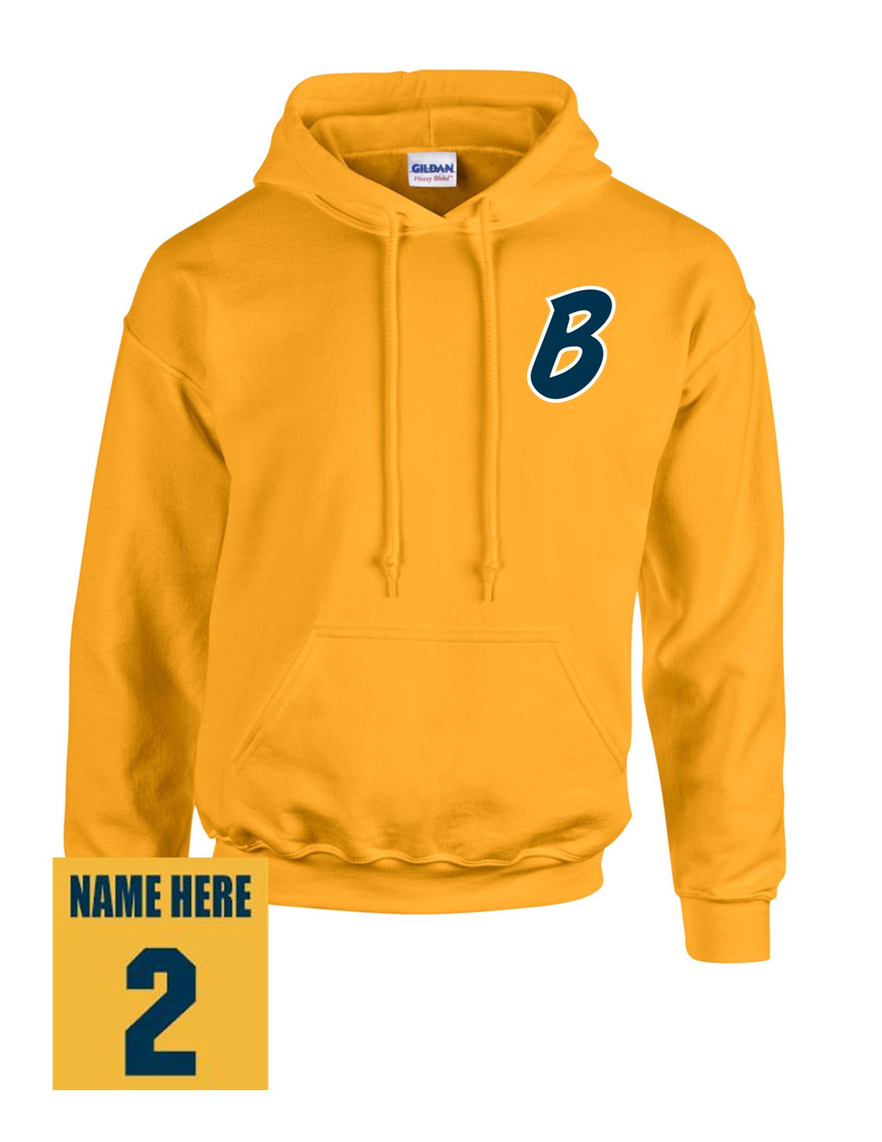 74b Gildan G185B Youth Heavy Blend 50/50 Hooded Sweatshirt with Bombers "B" LC Logo