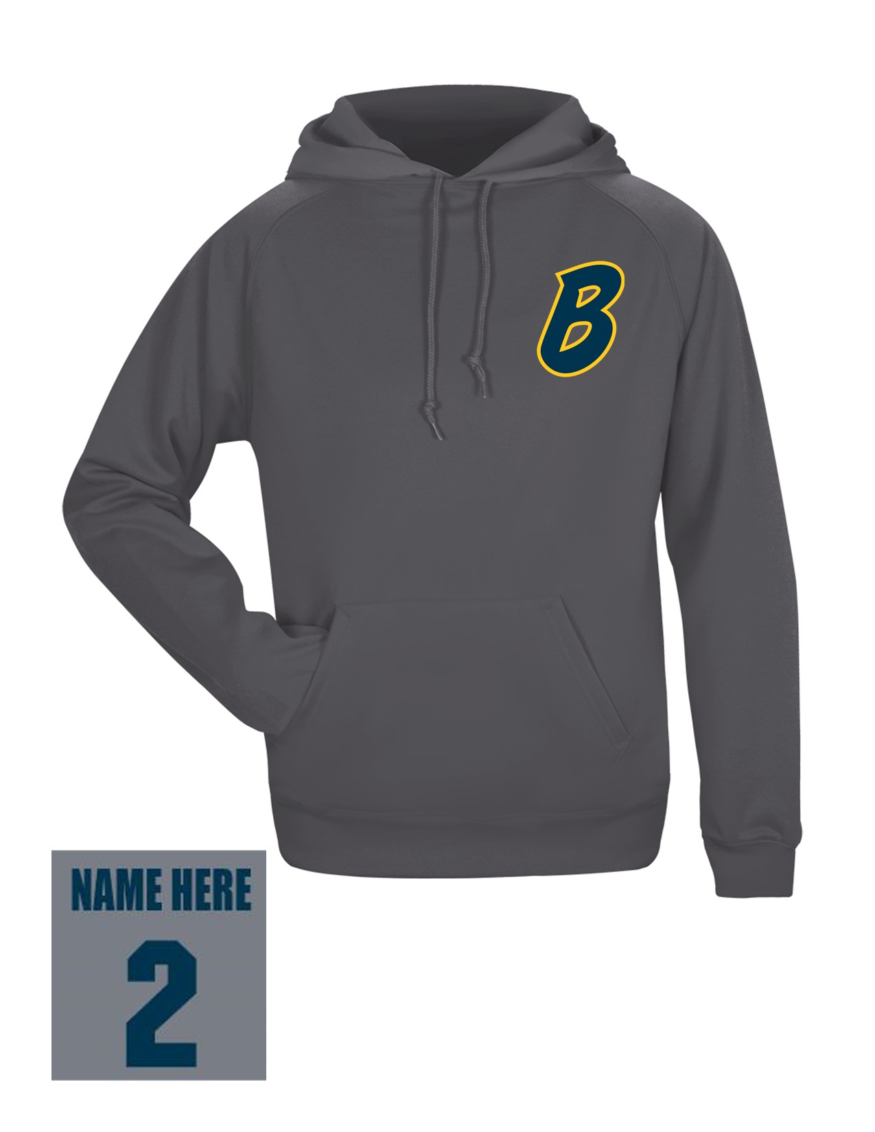 82b Badger 1454 Adult Performance Fleece Hoodie with Bombers "B" LC Logo