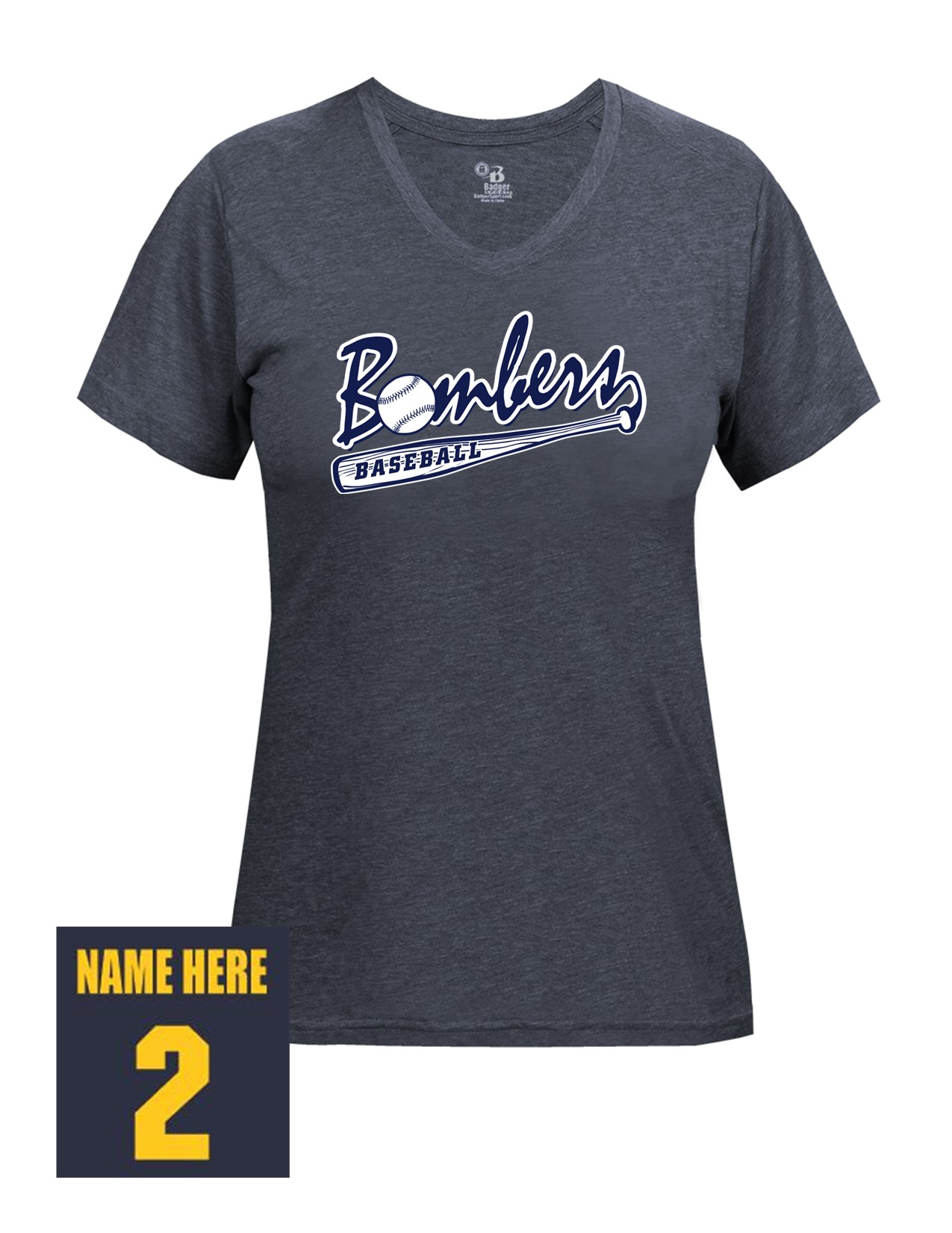 23c Badger 4962 Women's Tri-Blend Short Sleeve Tee with Logo 3 Front Print