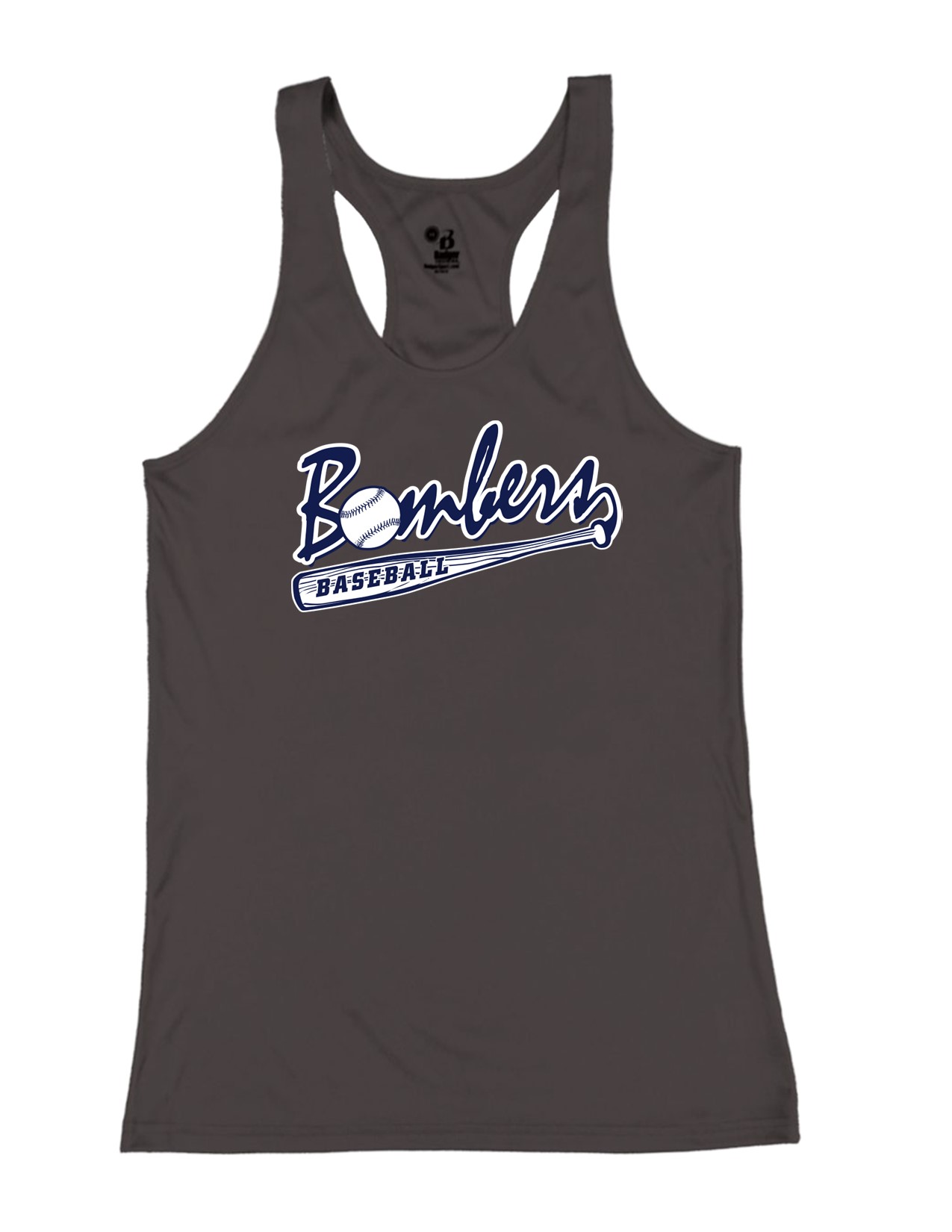 37c Badger 4166 Women's B-Core 100% Polyester Racerback Tank with Bombers Plane Logo