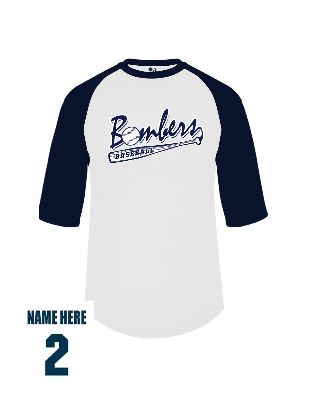 41c Badger 4133 Adult Baseball 3/4 Tee with Logo 3 Front Print