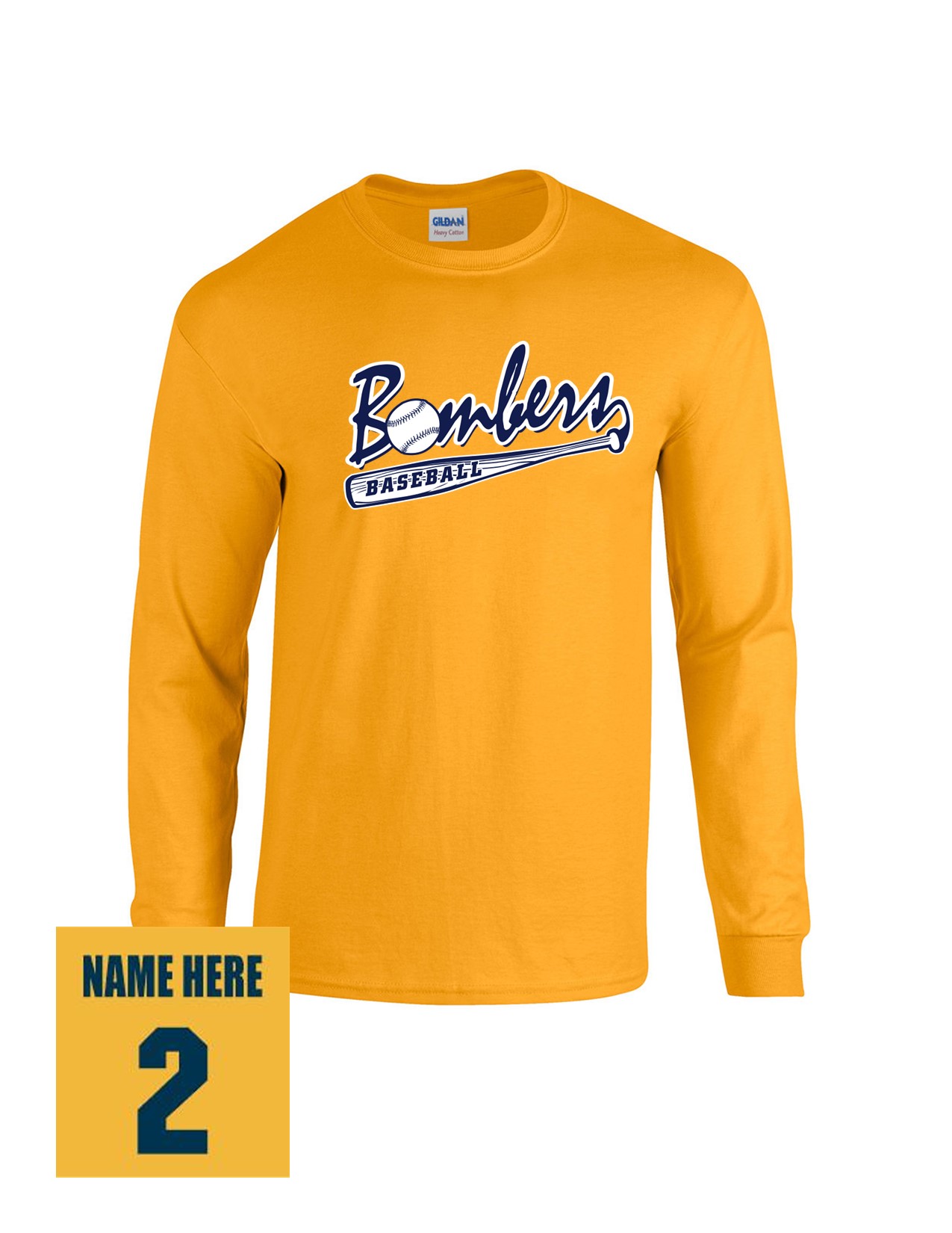 54c Gildan G540B YOUTH Heavy Cotton 100% Long Sleeve Shirt with Logo 3 Front Print