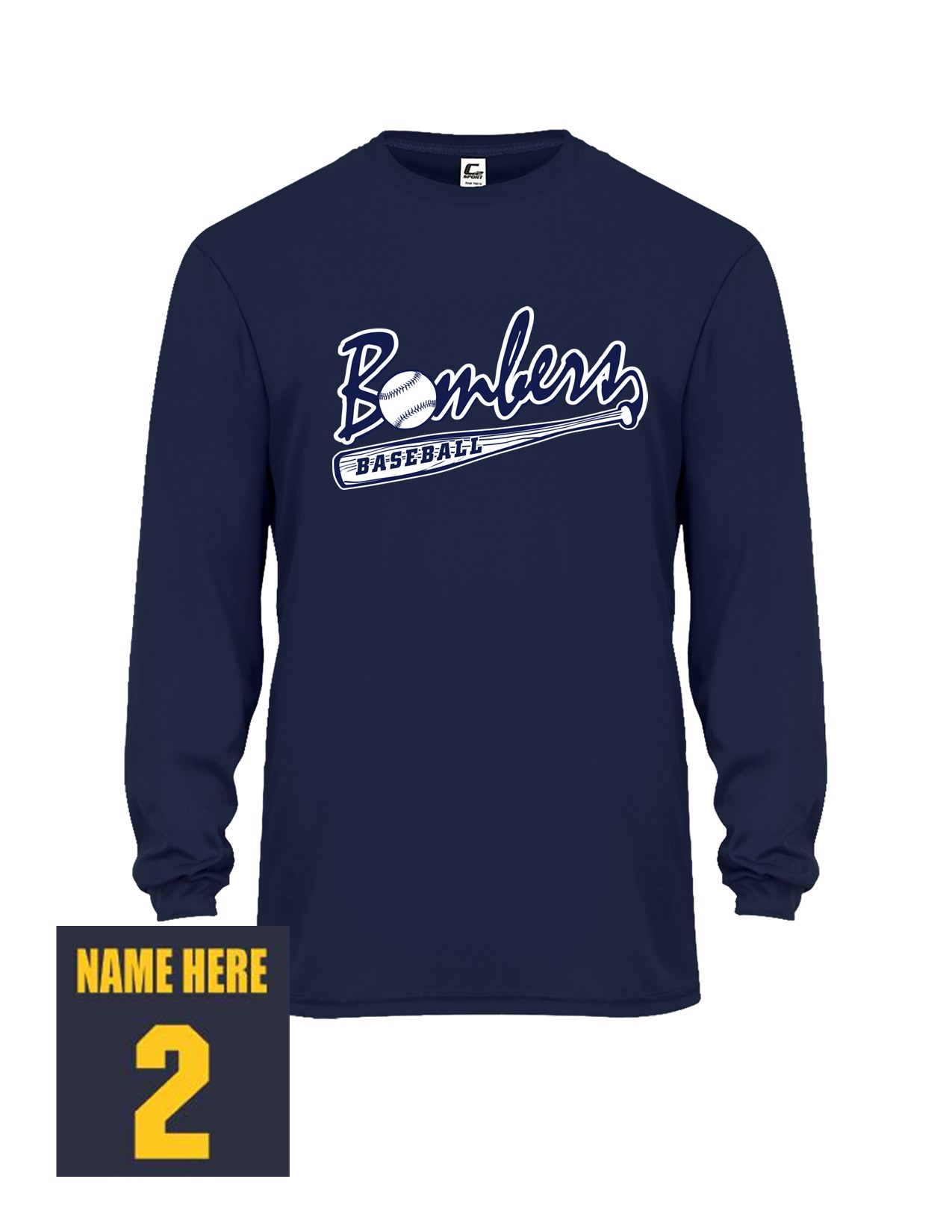 56c Badger 5104 Adult C2 Performance 100% Poly Long Sleeve T-Shirt with Logo 3 Front Print