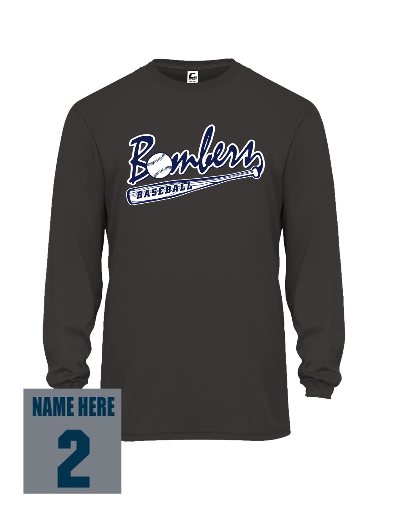 57c Badger 5204 Youth C2 Performance 100% Poly Long Sleeve T-Shirt with Logo 3 Front Print