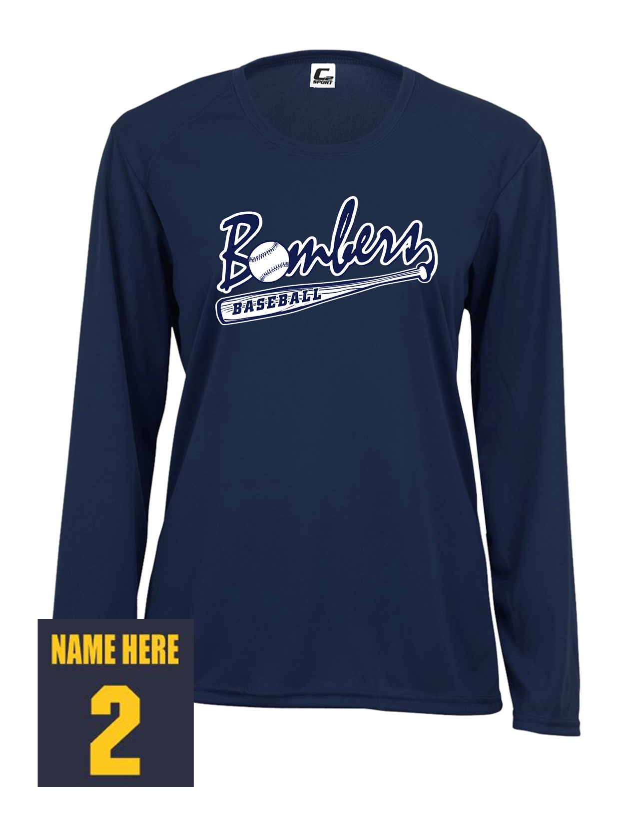 58c Badger 5604 Ladies C2 Performance 100% Poly Wicking Long Sleeve T-Shirt with Logo 3 Front Print