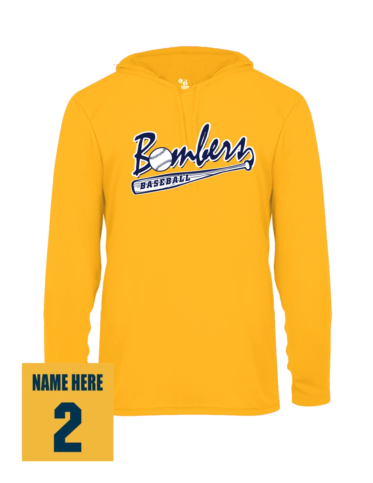 76c Badger 4105 Adult B-Core Performance 100% Poly Wicking Hooded Tee with Logo 3 Front Print