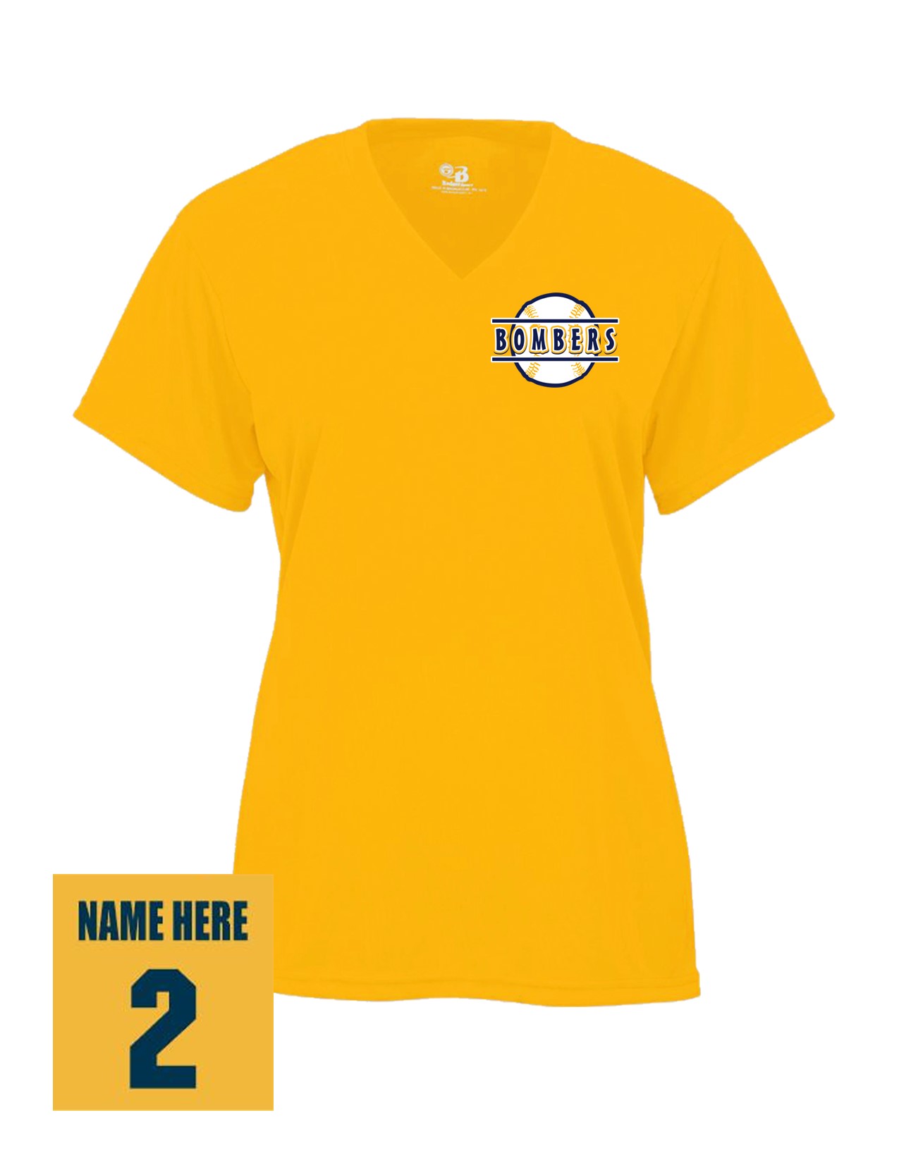 22d Badger 4162 Women's B-Core Short Sleeve V-Neck with Logo 4 LC Print