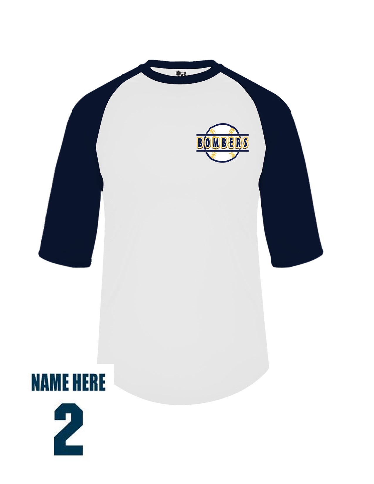 42d Badger 2133 Youth Baseball 3/4 Tee with Logo 4 LC Print