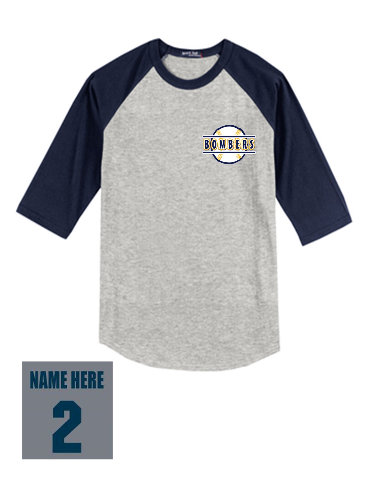 50d Sport-Tek YT200 Youth Baseball 3/4 Raglan 100% Cotton Shirt with Logo 4 LC Print