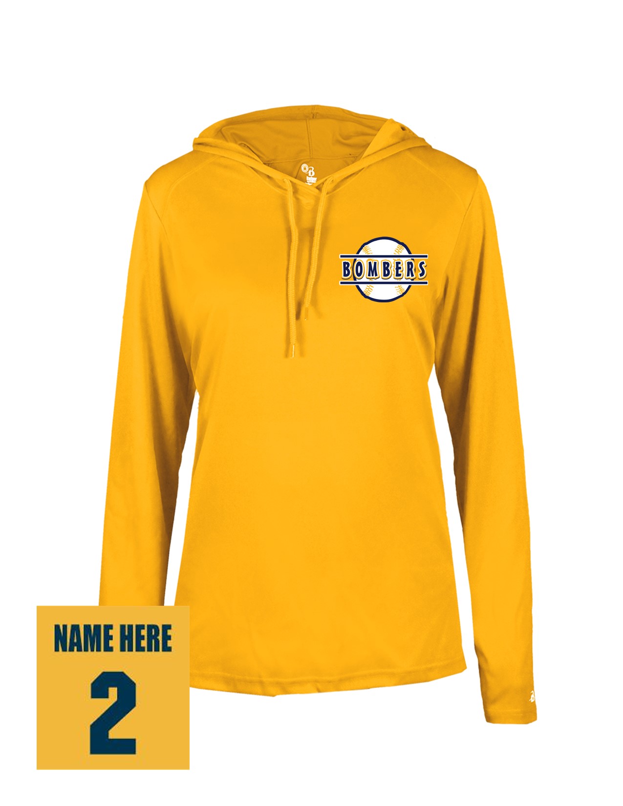 77d Badger 4165 Womens B-Core Performance 100% Poly Wicking Hooded Tee with Logo 4 LC Print