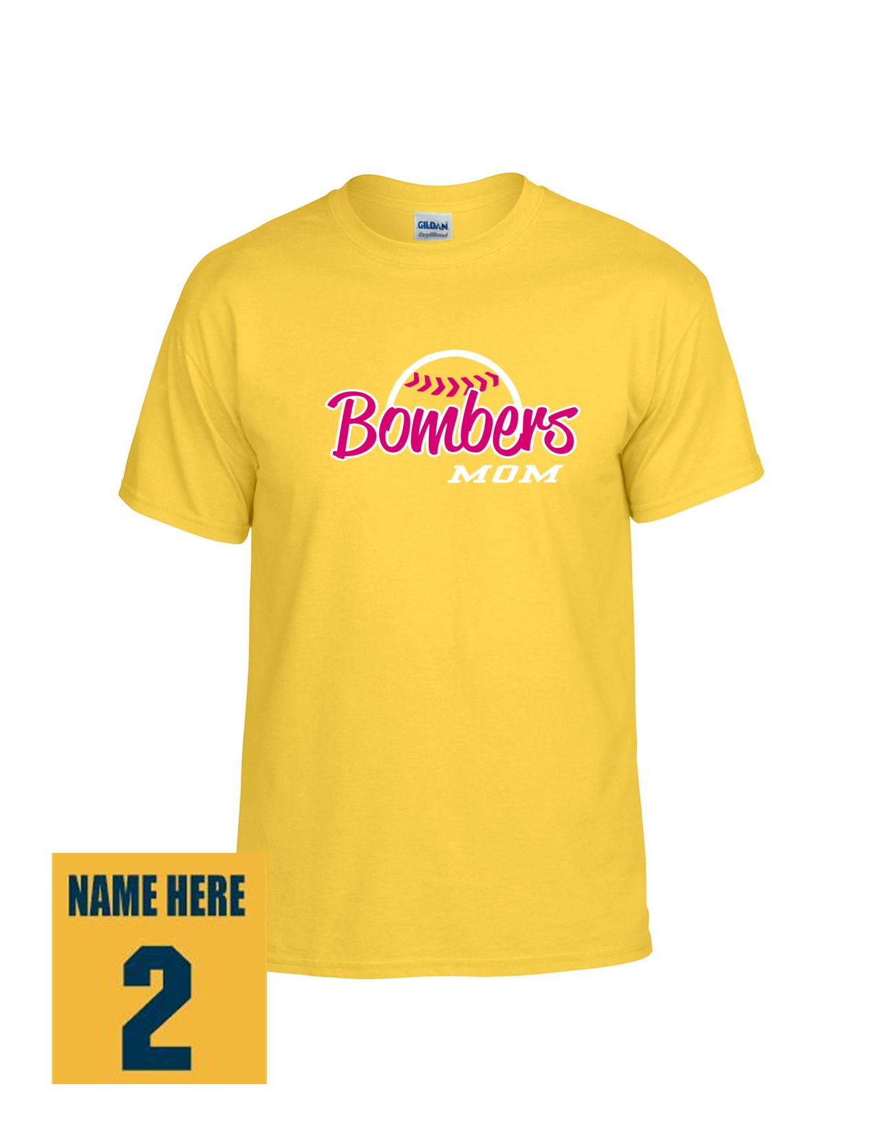 01f Gildan G800 ADULT Dry Blend 50/50 Short Sleeve Shirt with Mom's Bomber Front Print