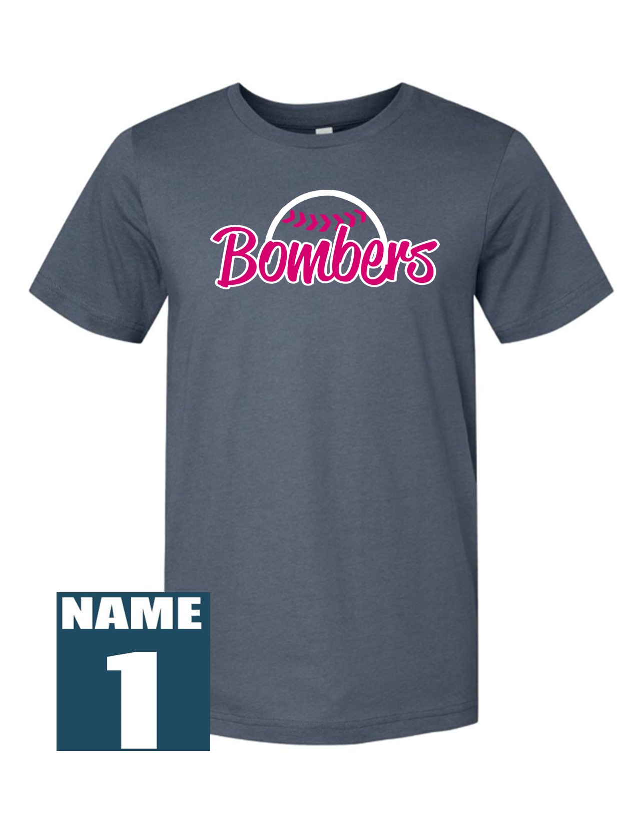 12e 3001C Bella + Canvas Adult 100% Ring Spun Cotton Jersey Short Sleeve Shirt with Ladies Bomber Front Print