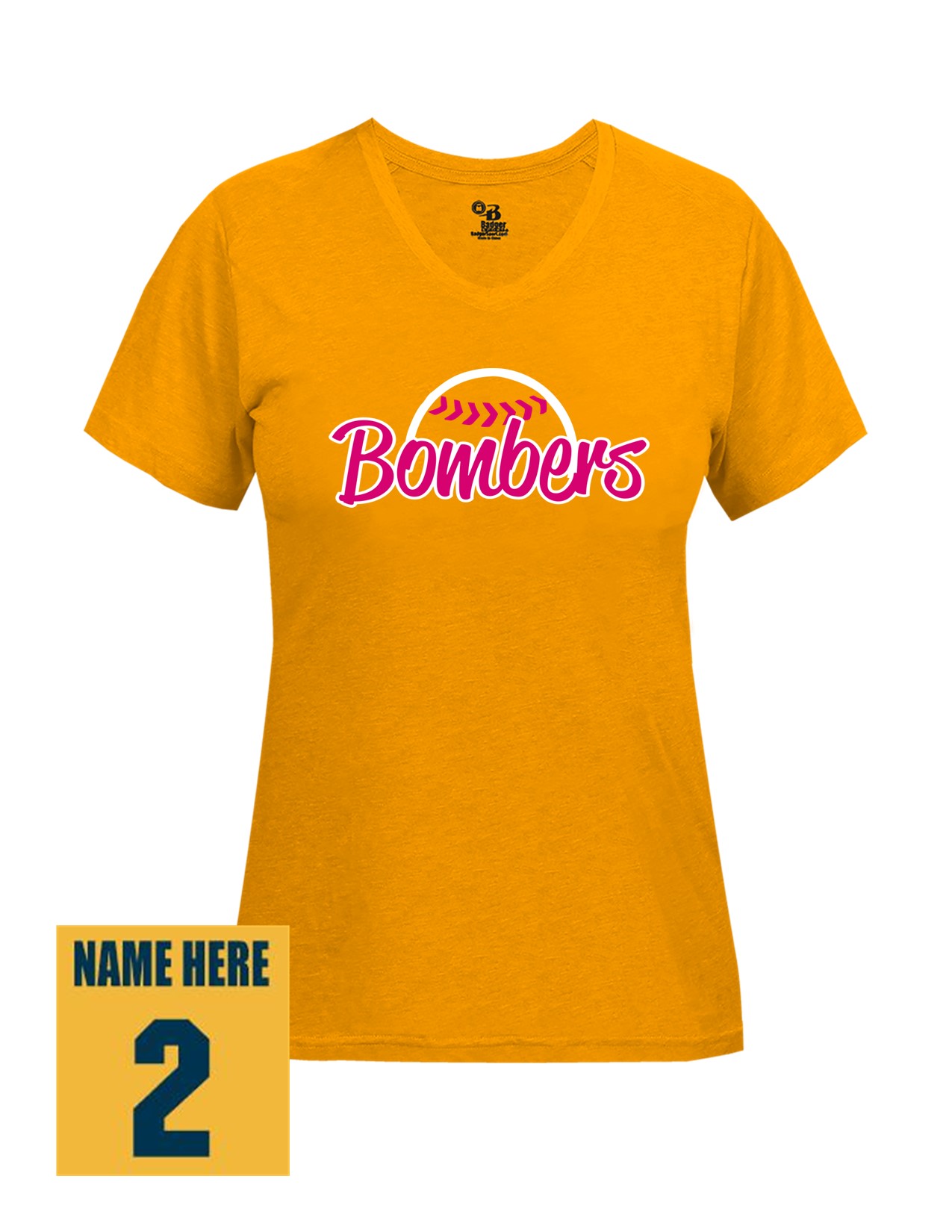 23e Badger 4962 Women's Tri-Blend Short Sleeve Tee with Ladies Bomber Front Print