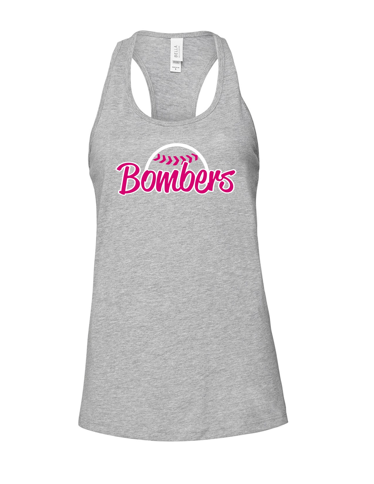 31e Bella Canvas B6008 Ladies Jersey Racerback Tank with Ladies Bomber Front Print