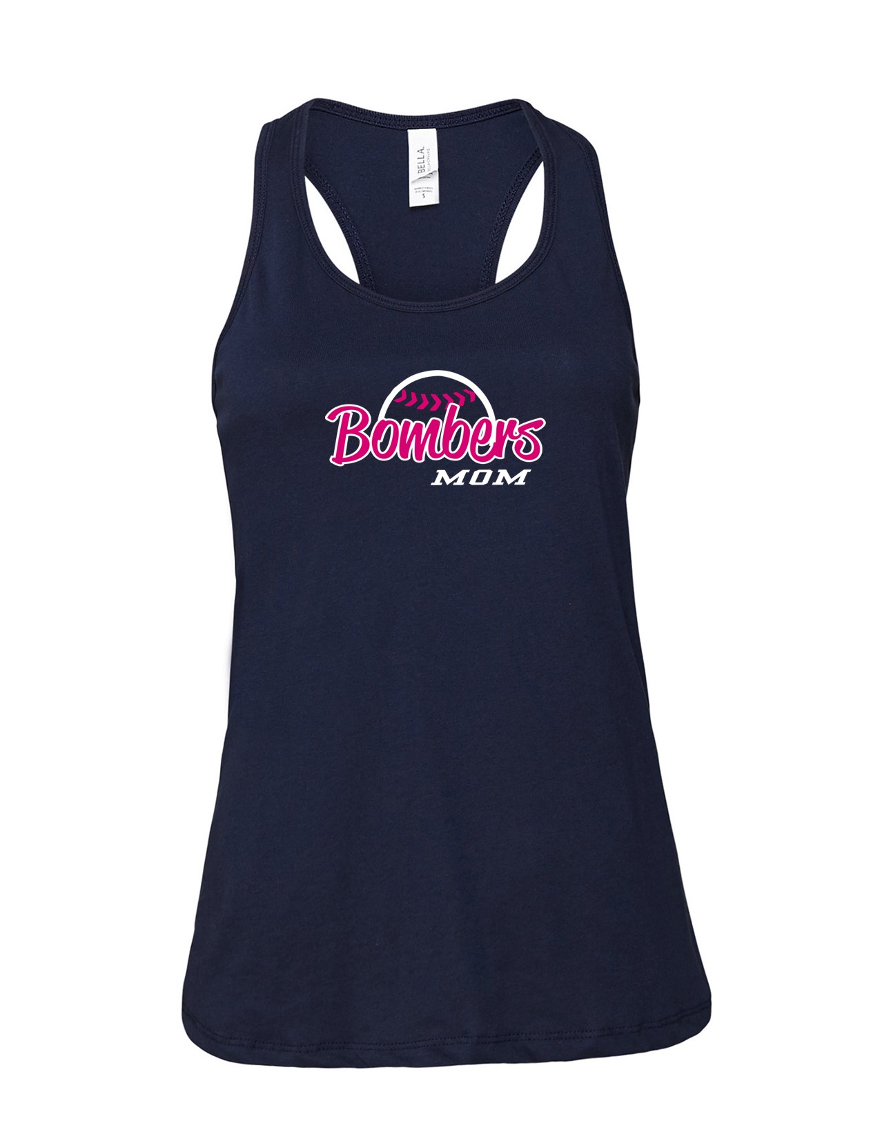 31f Bella Canvas B6008 Ladies Jersey Racerback Tank with Mom's Bomber Front Print