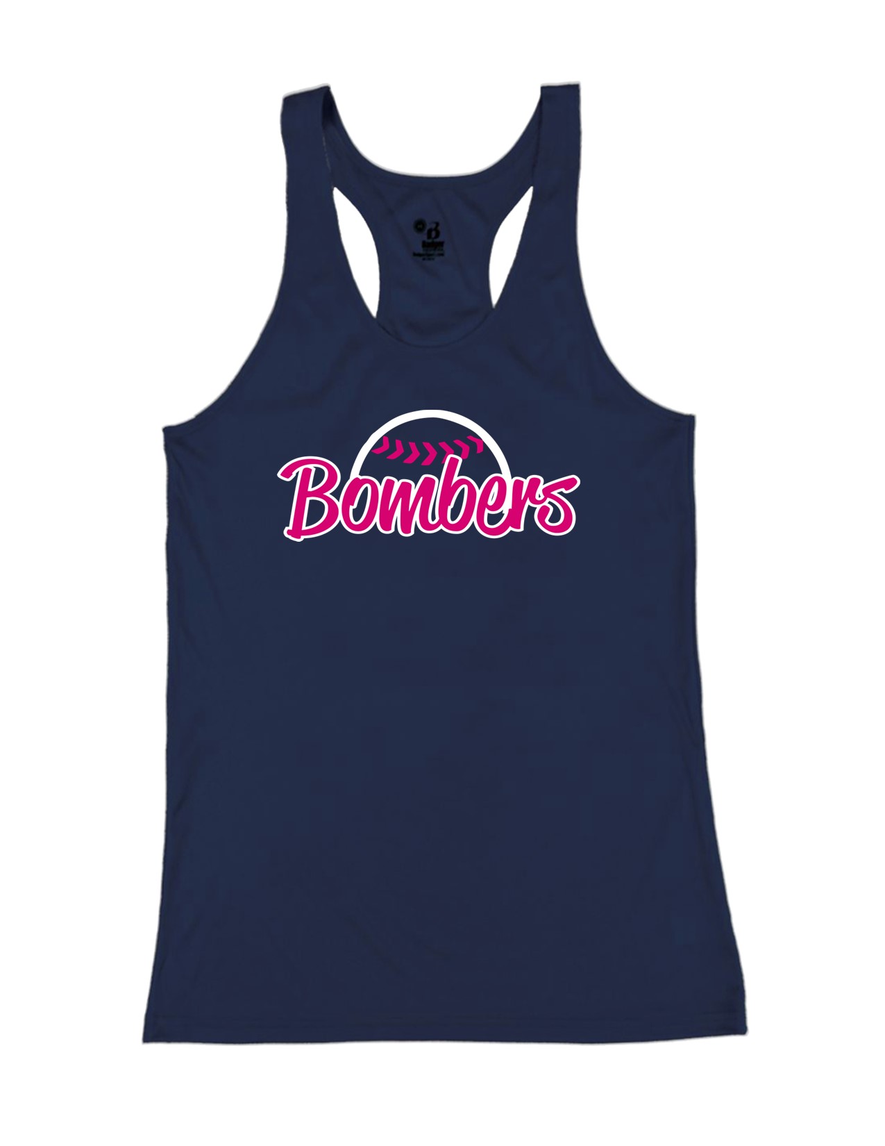 37e Badger 4166 Women's B-Core 100% Polyester Racerback Tank with Ladies Bomber Front Print
