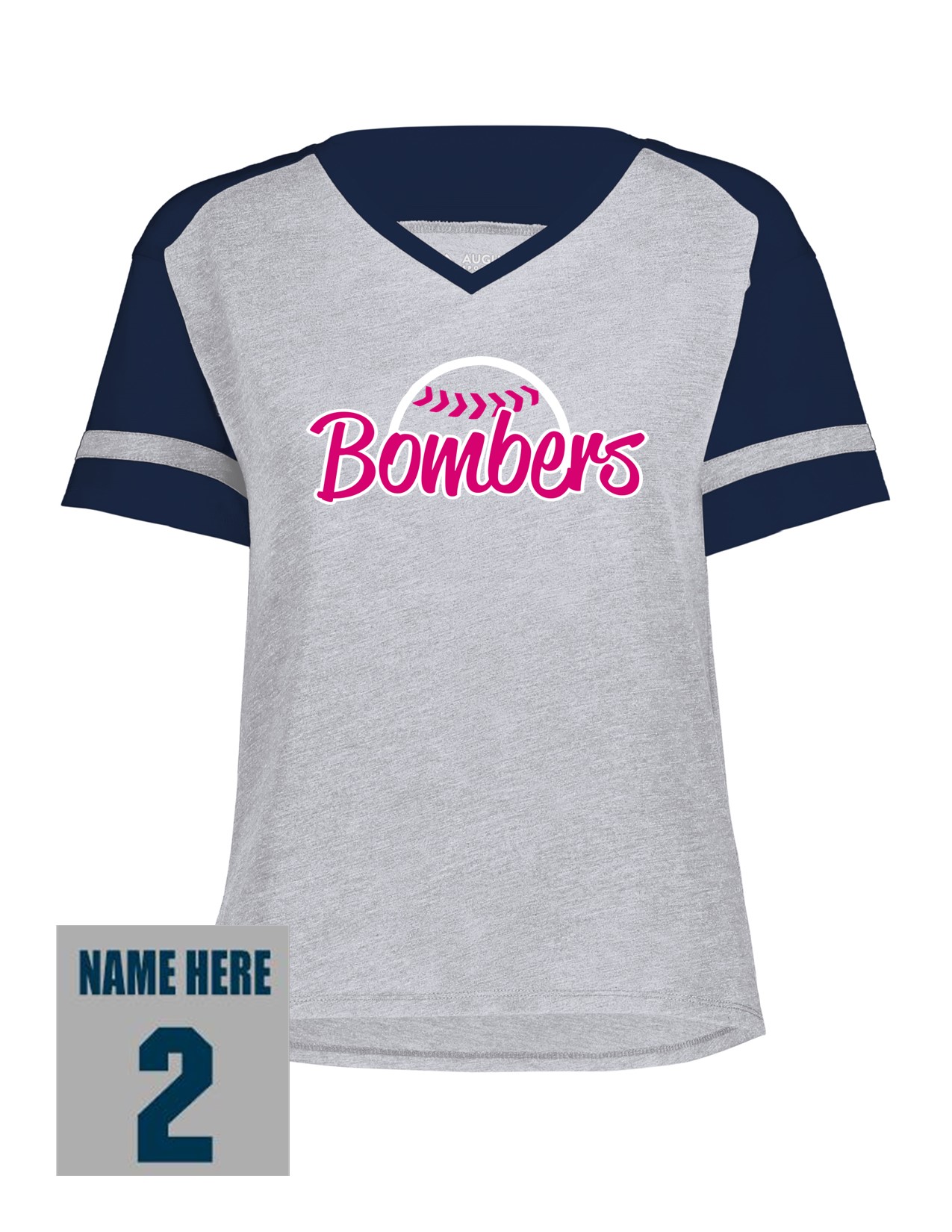 51e Augusta 2914 Ladies Fanatic 2.0 Short Sleeve Tee with Ladies Bomber Front Print