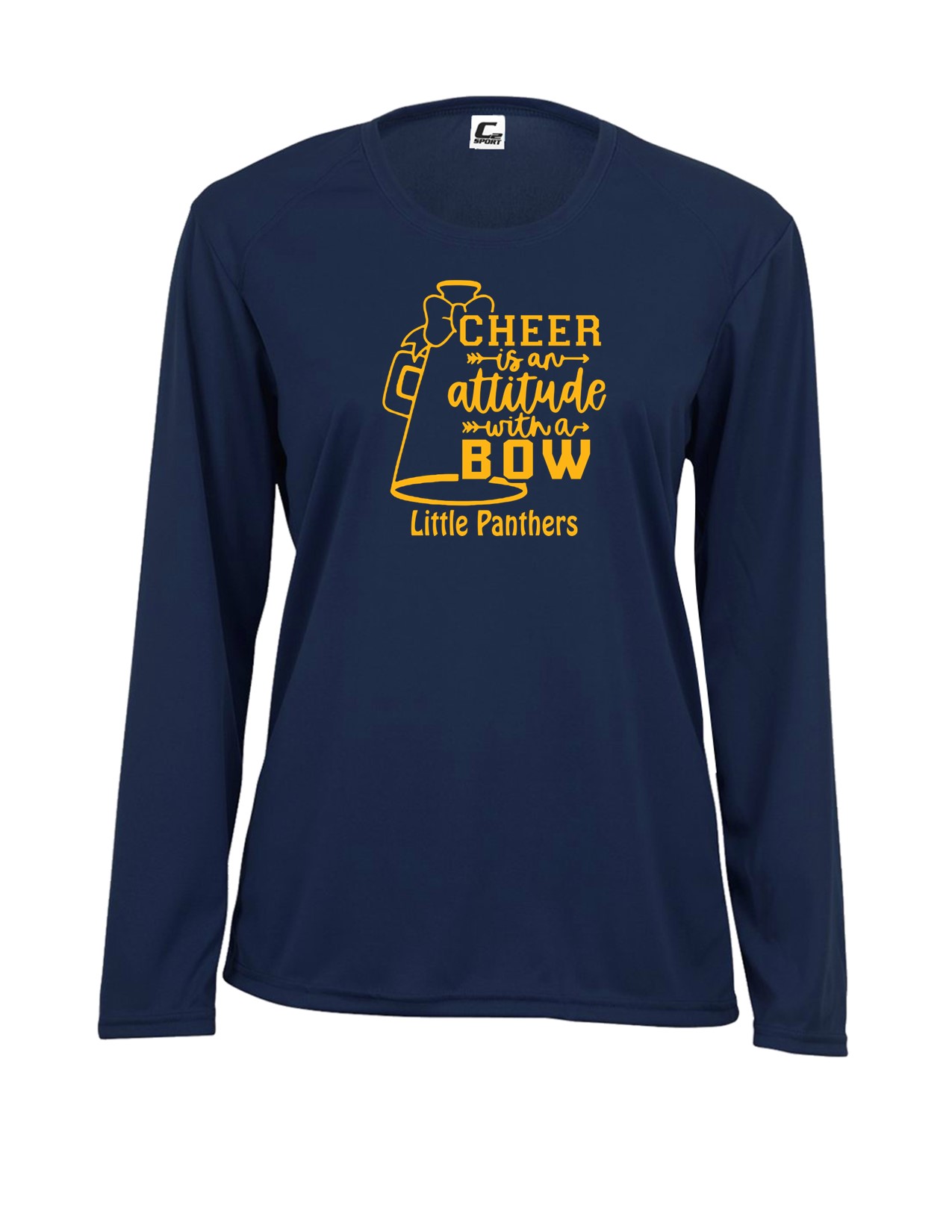 58b Badger 5604 Ladies C2 Performance 100% Poly Wicking Long Sleeve T-Shirt with Logo 2 Front Print