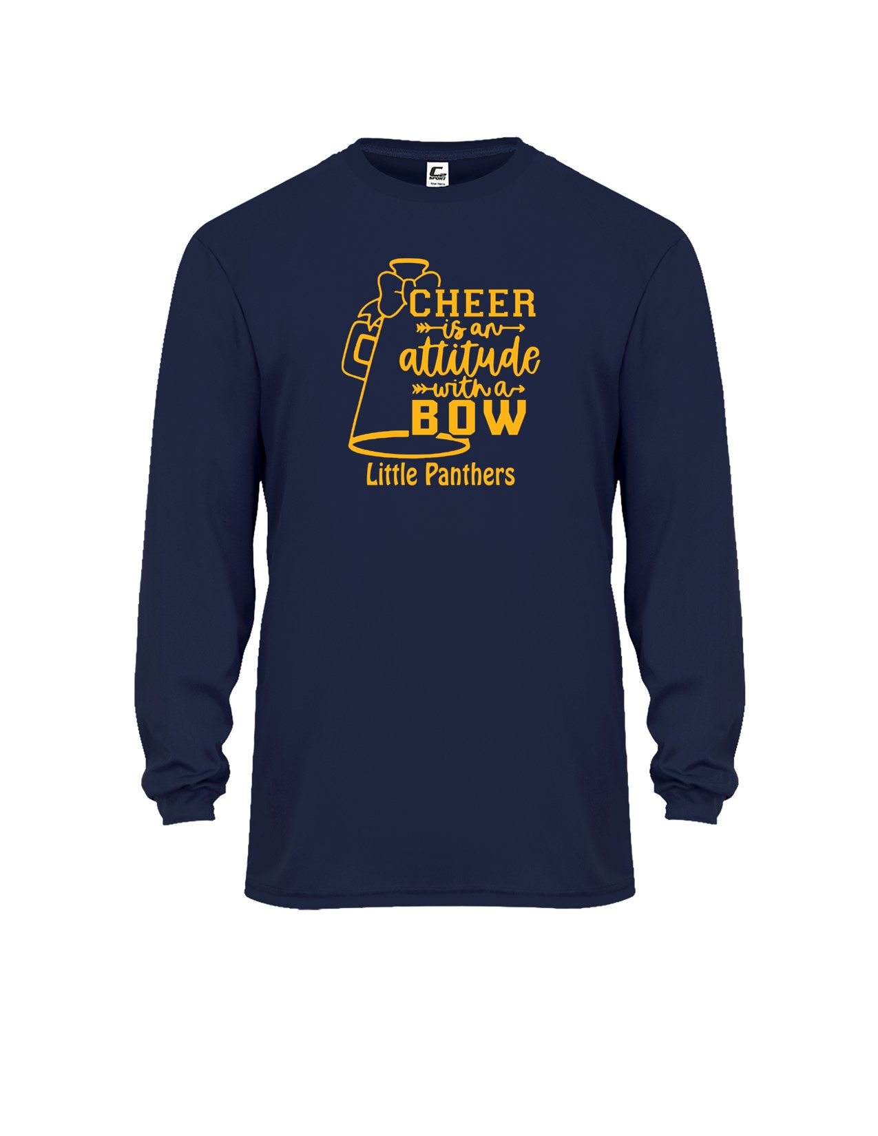 57b Badger 5204 Youth C2 Performance 100% Poly Long Sleeve T-Shirt with Logo 2 Front Print